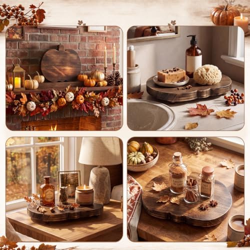 Wood Riser for Kitchen Counter 12 x 9.5 Pumpkin Wood Cake Stand