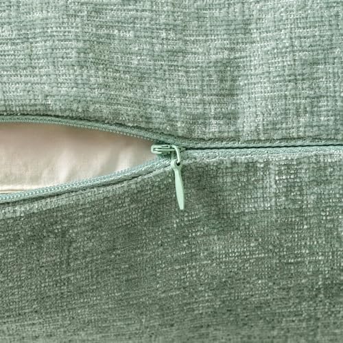 MIULEE Soft Chenille Throw Pillow Covers Greyish Green 20x20 Pack of 2
