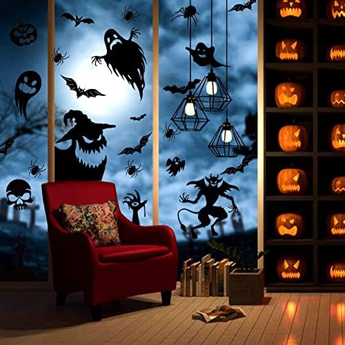 Halloween Window Clings Decorations - Silhouette Decorations With Cute Monster Stickers for Glass