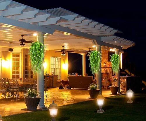 RECUTMS Hanging Plants Outdoor UV Resistant Faux Draping Green Plants 3Pack