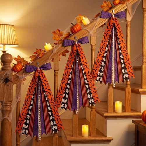 1 Pack Halloween Large Wreath Ribbon Bow for Front Door