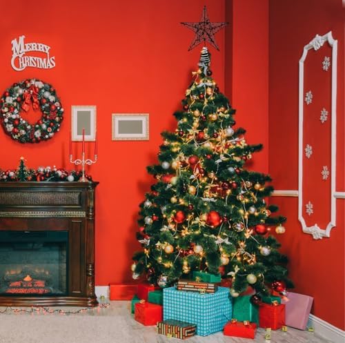 Christmas Tree Toppers Glitter Blackstar for Christmas Tree Decoration