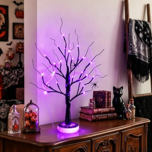 Halloween Tree Halloween Decorations Indoor Lighted Black Spooky Tree 2Ft