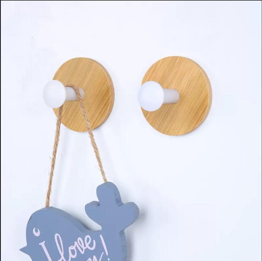 Decorative Wood Wall Hook Coat Hooks for Hanging Adhesive Waterproof Wall Hook / White / Set of 4