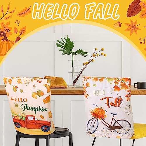 Geetery 6 Pcs Fall Chair Covers Autumn Pumpkin Bike Dining Room Seat Covers