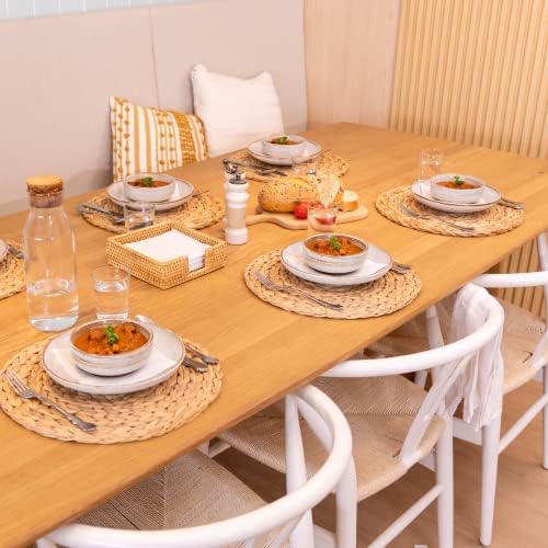 6 Pack, Round Woven Placemats, Natural Water Hyacinth Wicker Place mats, Braided Straw Table Mats, Charger Plates for Dining Table, Fall, Thanksgiving, Christmas (13.8 inch)