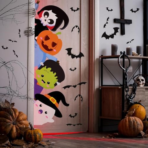 44.88 x 15.75 Inch Large Halloween Door Sticker Green Monster Wall Decal