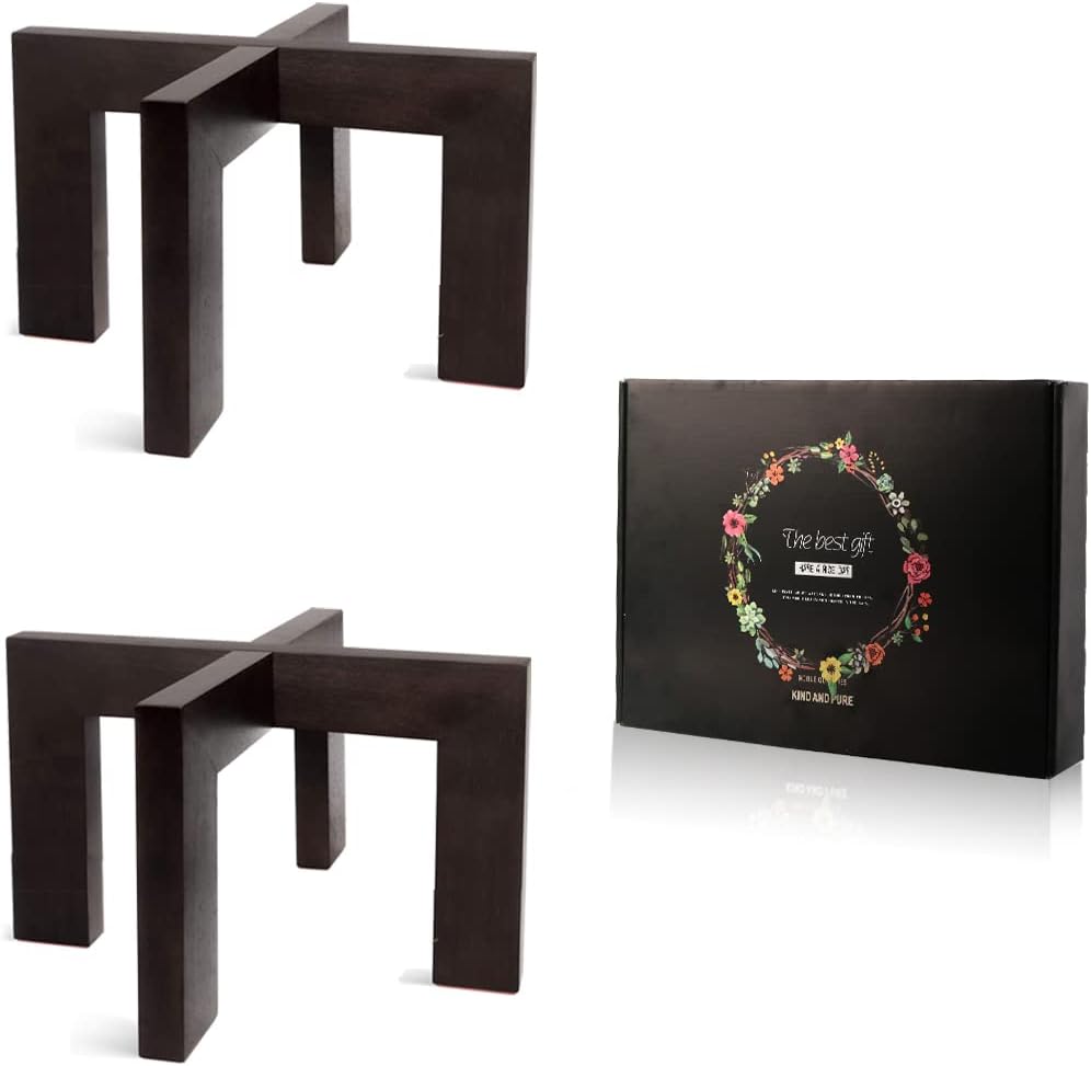 2 Pack Plant Stand Indoor Outdoor, Mid Century Plant Stand for Indoor Plants, Wood Modern Plant Holder Rattan Flower