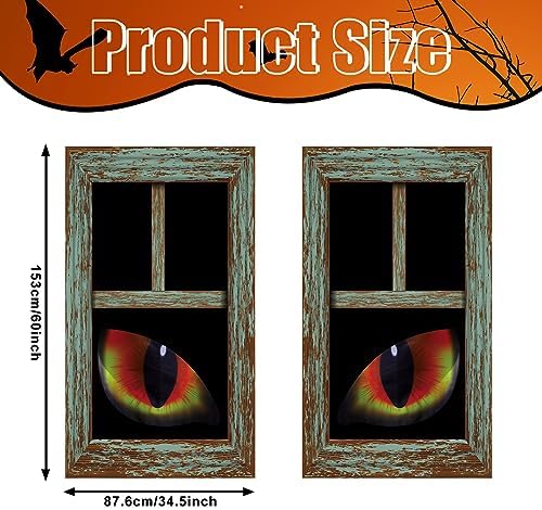Irenare 2 Pcs Halloween Eyes for Windows, Curtain Panels Black Window Treatment Scary Eye Halloween Window Posters Silhouette for Bedroom Living Room, 34.49 x 60.24 Inches(Cat)