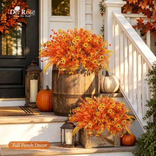 Der Rose Fall Flowers Artificial for Decoration Orange Stems Outdoor Decor