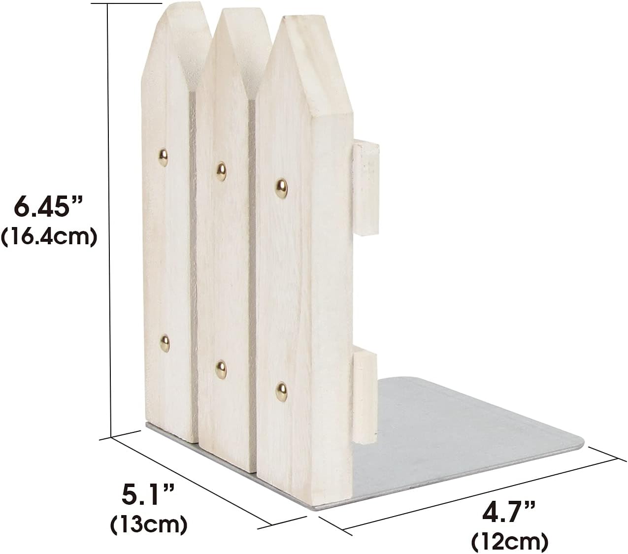 Rustic Wood Bookends / White / Set of 2