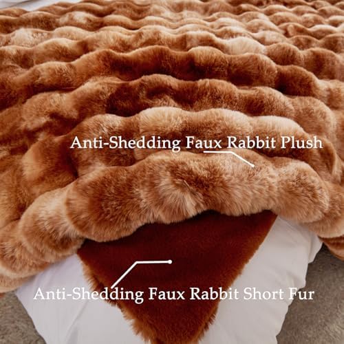 BENVWE Faux Fur Throw Blanket for Couch Bed - Fluffy Soft Thick Bubble Blanket for Living Room Home Decor - Fathers Day
