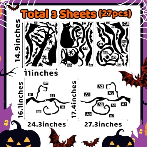 Tree Branch Bat Wall Stickers Halloween Vinyl Black Cat Crow Window Decals