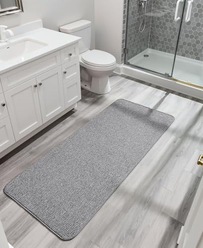 Bosap Bath Mat,Ultra Thin Bathroom Runner Rugs,Large Bath Mats for Bathroom,Quick Dry,Non-Slip,Machine Washable,Low
