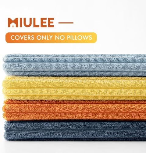 MIULEE Soft Corduroy Decorative Throw Pillow Covers Blue-Orange 20x20