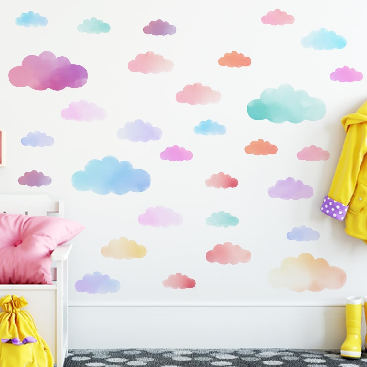 Clouds Wall Decals Colorful Clouds Wall Stickers for Baby Nursery Playroom Bedroom / Clouds-1