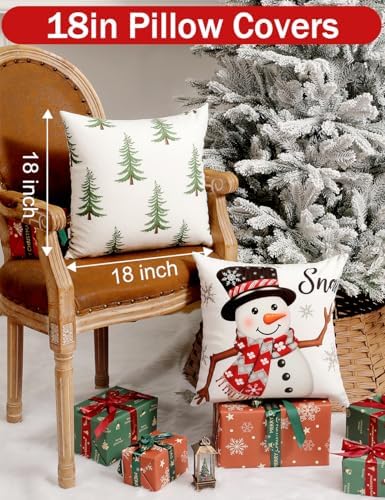 TOYPOPOR Christmas Pillow Covers 18x18 4Pcs Double‑Sided Winter Home Decor