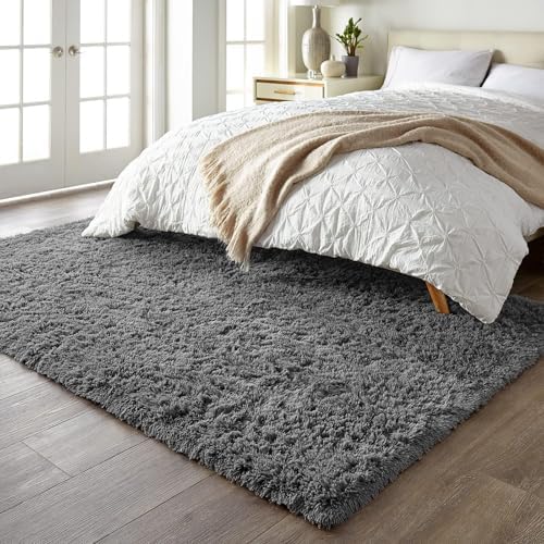 Ophanie 5x7 Area Rugs for Living Room Grey, Fluffy Shag Large Fuzzy Plush Soft Rug, Gray Shaggy Floor Big Carpets for