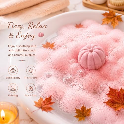 Lounsweer 24 Pack Little Pumpkin Bath Bombs Fall Baby Shower Favors,Pink 2