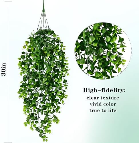 Waipfaru 4Pcs Fake Hanging Plants 2.7FT Fake Plants Fake Vines Greenery