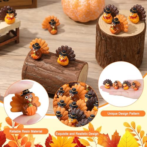 40 Pcs Thanksgiving Mini Resin Turkey Mini Turkey Figurines