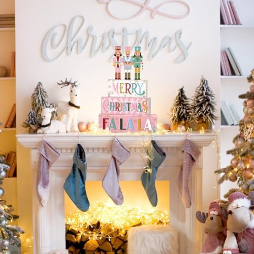 Yousoontic 4 Pcs Christmas Pastel Nutcracker Rustic Farmhouse Decor