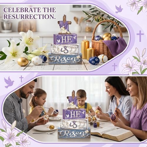Britimes Tiered Tray Decor Set, 4 Pack, Wooden Table Sign, Easter Christian