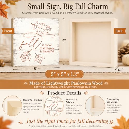 Fall is Proof That Change is Beautiful Sign | Minimal Leaf Wall Art
