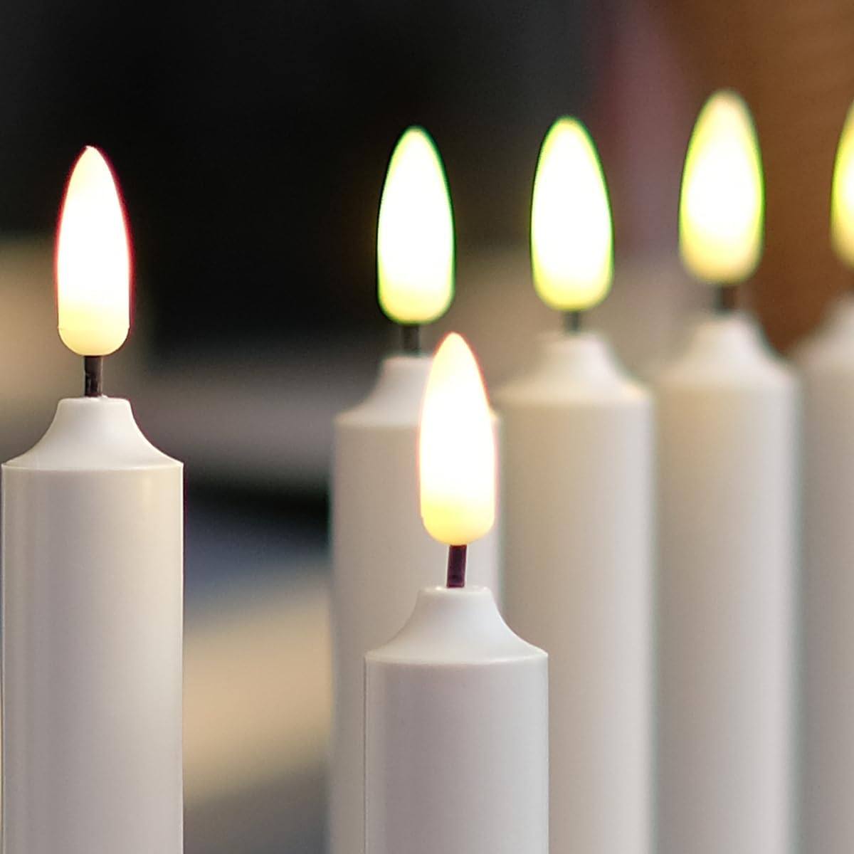 10 Pack Window Candles + 20 AA Batteries(Include, Run More Than 400 Hours) + Silver Candleholders + Suction Cups, 8''