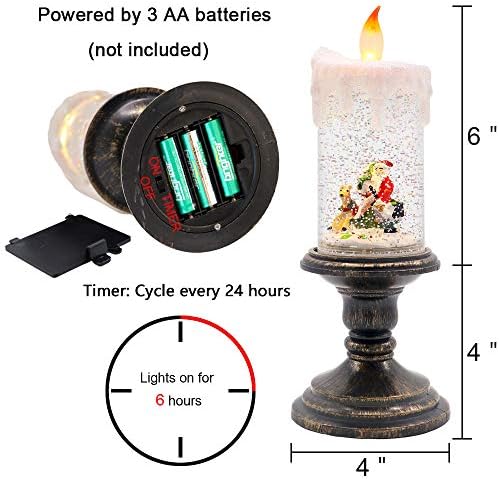 Eldnacele Santa Christmas Snow Globe Flameless Candle Battery Operated