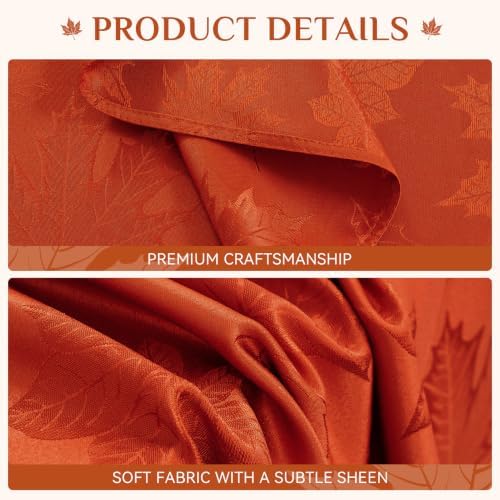 Softalker Fall Jacquard Round Tablecloth, 70 Inch Burnt Orange