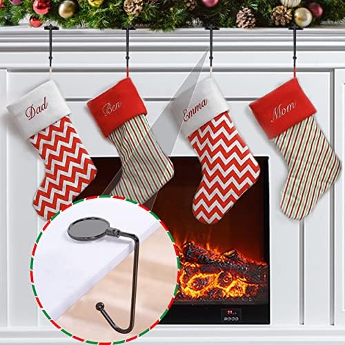 Komotu Christmas Stocking Holders for Mantle, Upgrade Non-Slip Safety Mantel Hooks Hanger Grip Fireplace Hang Hook for Christmas Halloween Party Decoration(Gun Black,4)