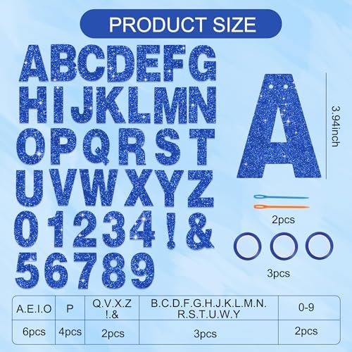 BEISHIDA Glitter Blue 116 PCS A-Z DIY Letter Custom Banner Party Decor