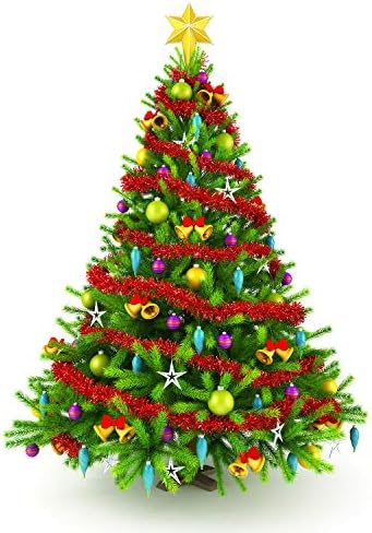 Shappy 90 ft 6 Rolls Christmas Tinsel Garland for Tree, Red