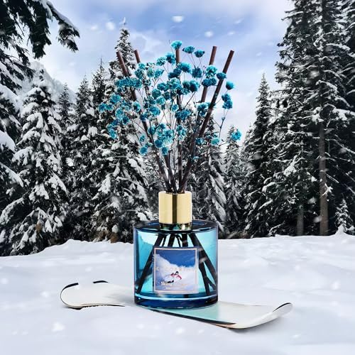 COCORRÍNA Reed Diffuser - Skiing in Aspen Reed Diffuser Set with 8 Sticks & Preserved Baby's Breath, Reed Diffuser for