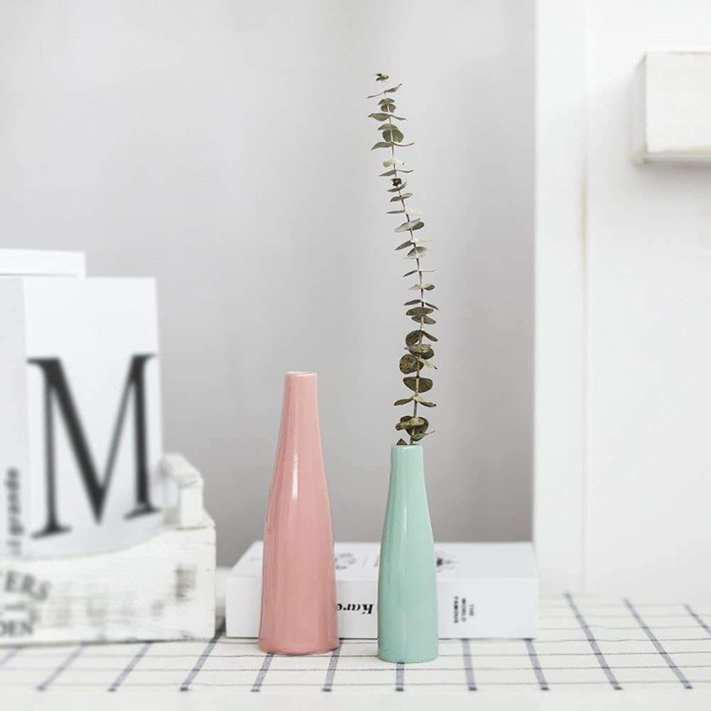 Small Ceramic Vase Flower Bud Vases Modern Minimalist Vase Mini Table Floral Vase / White / Set of 2