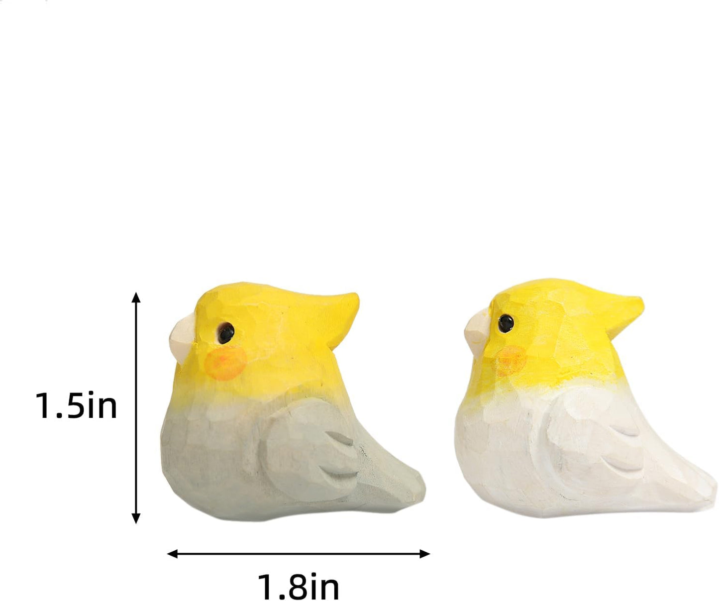 1 Pair Handmade Wooden Cockatiel Figurines