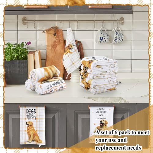 Redbaker 6 Pcs Golden Retriever Kitchen Towels Funny Dish Towel Gifts
