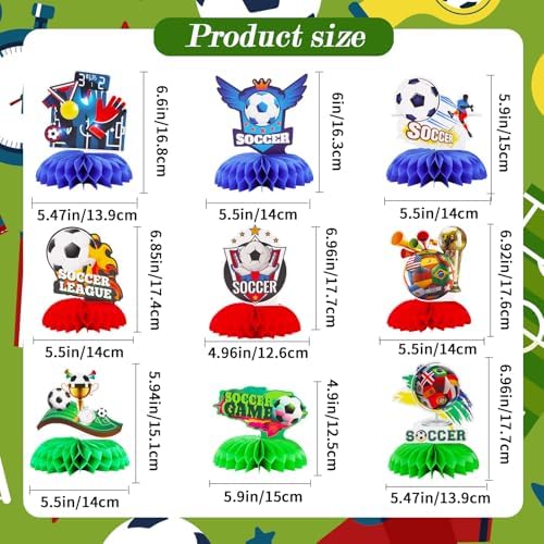 9Pcs Soccer Party Decorations,Soccer Table Decorations Centerprise