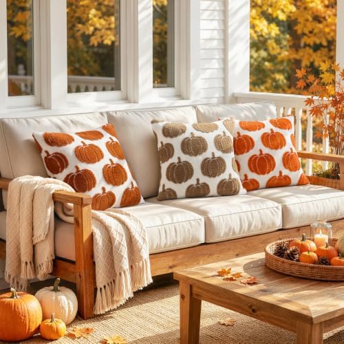 Fall Pumpkin Pillow Covers Fall Decor 20x20 Set of 2 Rust