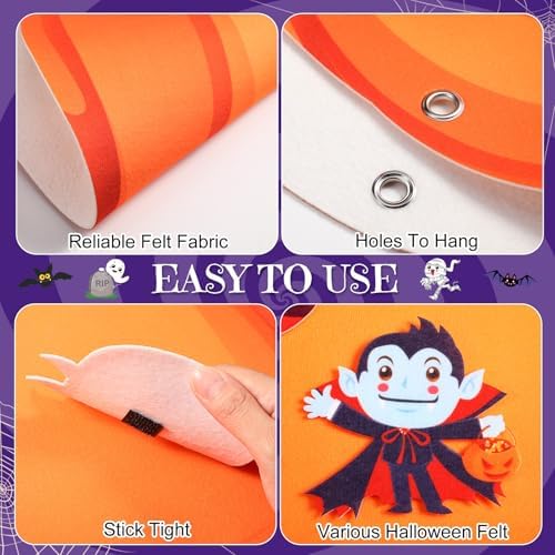 WovWeave 2.79ft DIY Felt Halloween Pumpkin Decor with 44 Pcs Ornaments