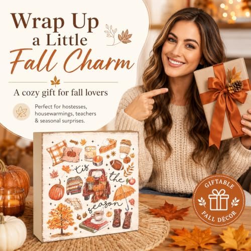 Fall Decorations for Home Kiss the Season Wood Sign Fall Wall Art