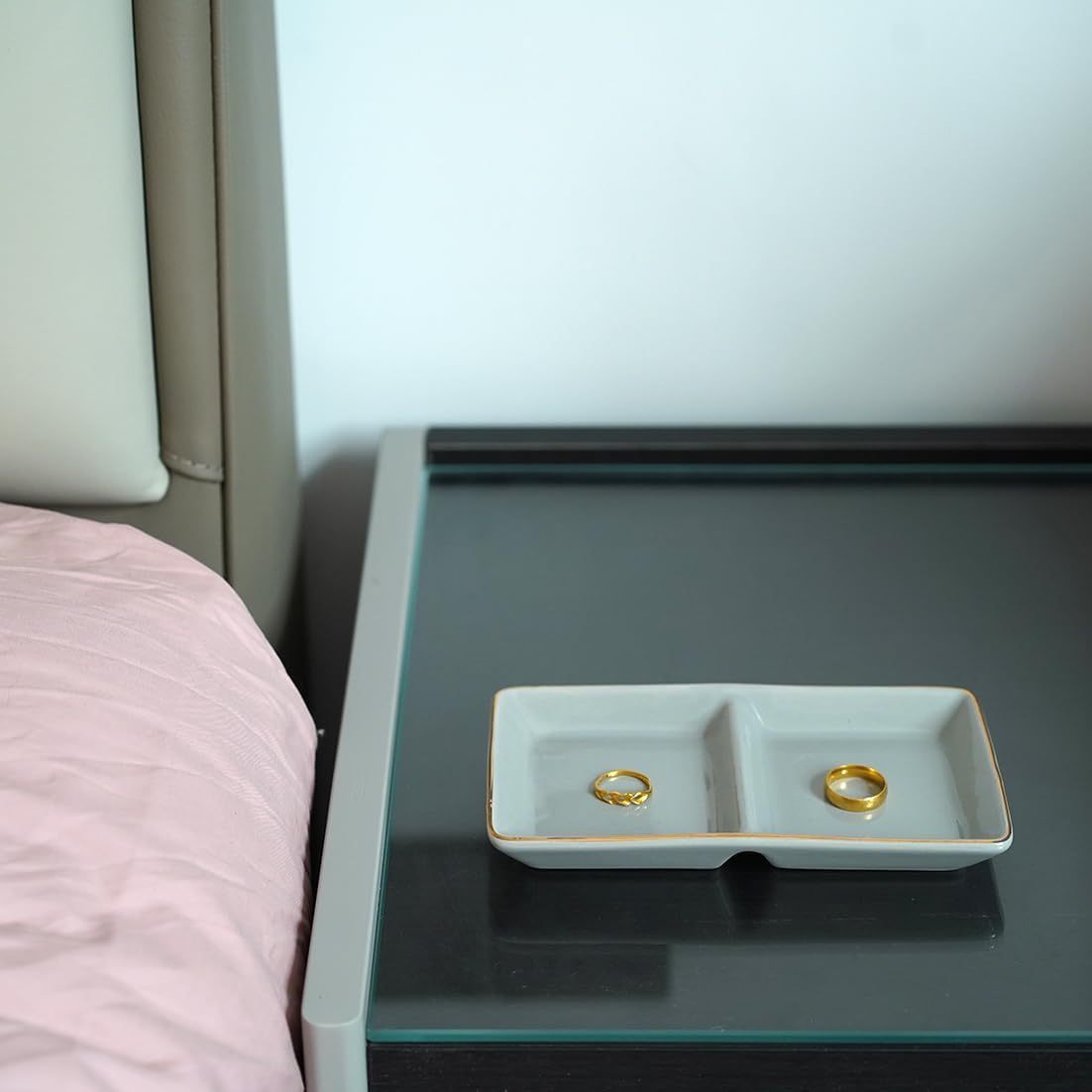 Ceramic Jewelry Dish Tray / Gray