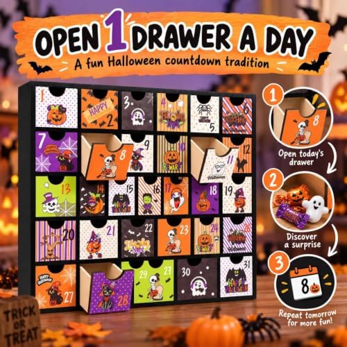 Halloween Advent Calendar 31 Days with Drawers, 2026 Countdown