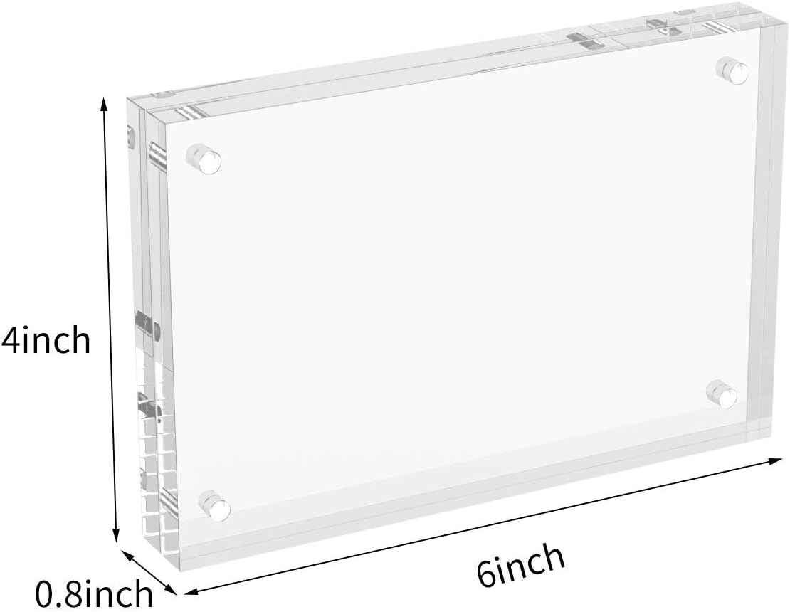 AITEE 4x6 Acrylic Picture Frames 3 Pack, Clear Picture Frames，20% Thicker | Freestanding Double Sided Magnetic Acrylic