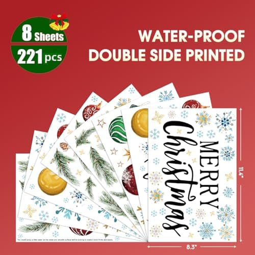 Horaldaily 65 PCS Christmas Window Cling Sticker, Xmas Balls Branches Snow for Home Party Supplies Shop Window Glass Display Decoration