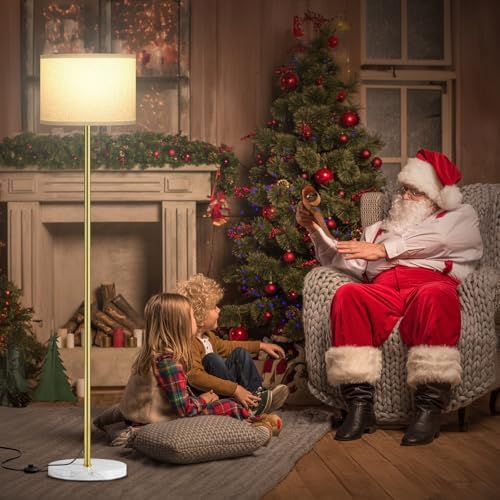 Ambimall 60'' Modern Floor Lamp with Shade, Tall Lamps for Living Room, Bedroom, Office, Dining Room, Gold Standing