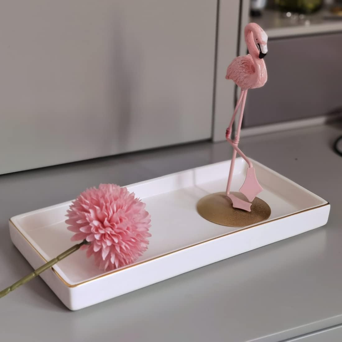 Ceramic Bathroom Tray for Countertop / White / 10 x 5