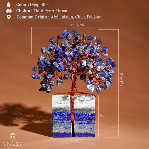 KARMAPLEDGE Chakra Tree of Life for Unique Gifts for Mom, Dad, Home and Office Decor, Handmade Lapis Lazuli Healing