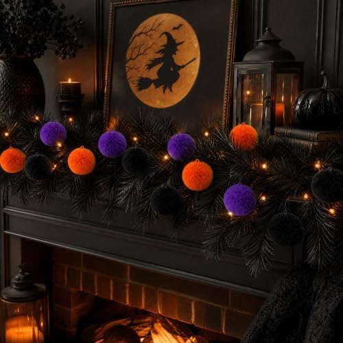 33Pcs Large Halloween Yarn Pom Pom Balls, 2.7" Fuzzy Fluffy Pompom Balls